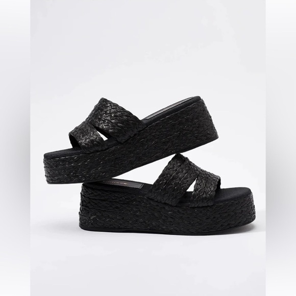 Larroude Shoes - Larroude The Ash sandals handmade braided raffia in a flatform style Size 9